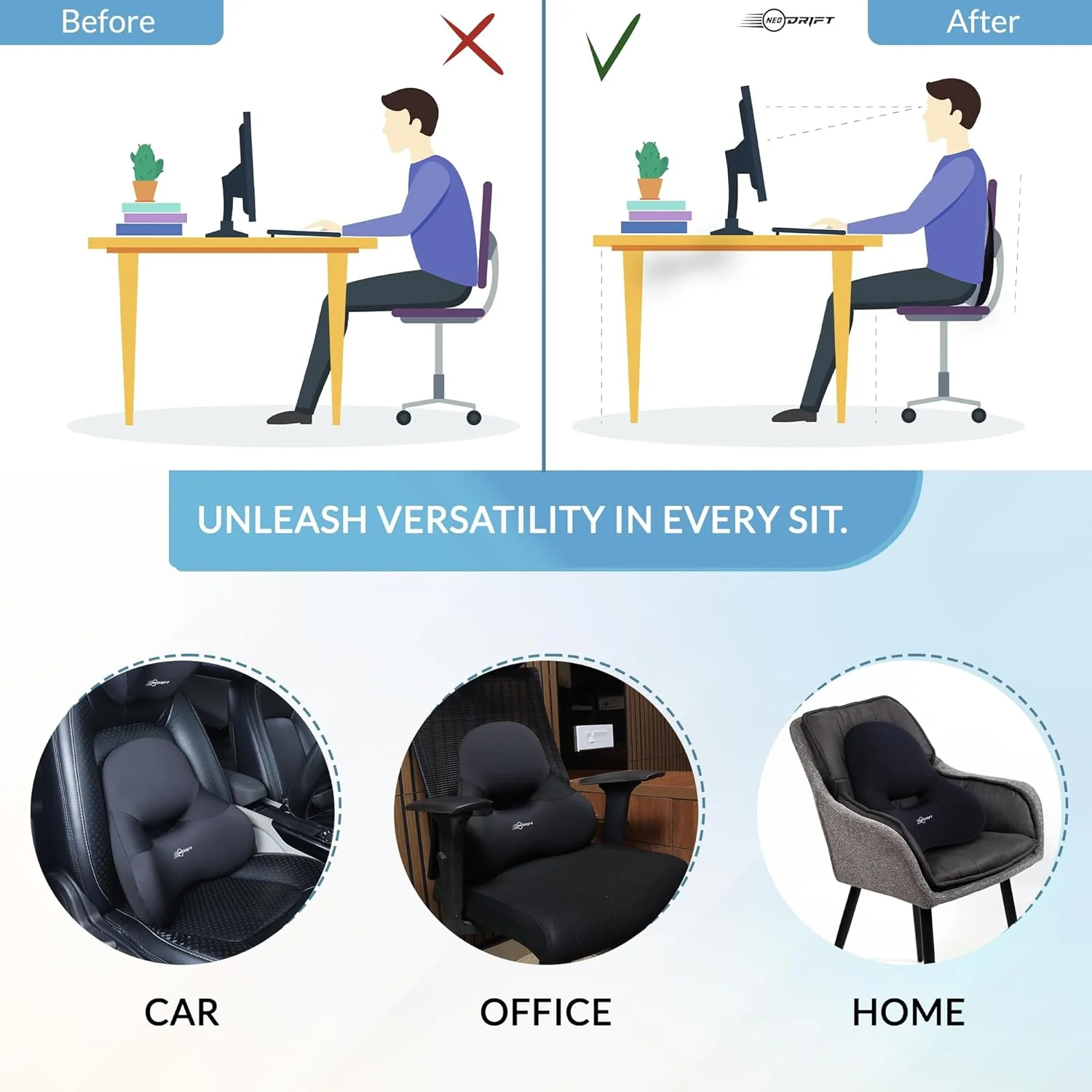 Neodrift COMBOS 'Neo-Kit' for Neck Support & Back Support in Car/Office Seat - Image 66