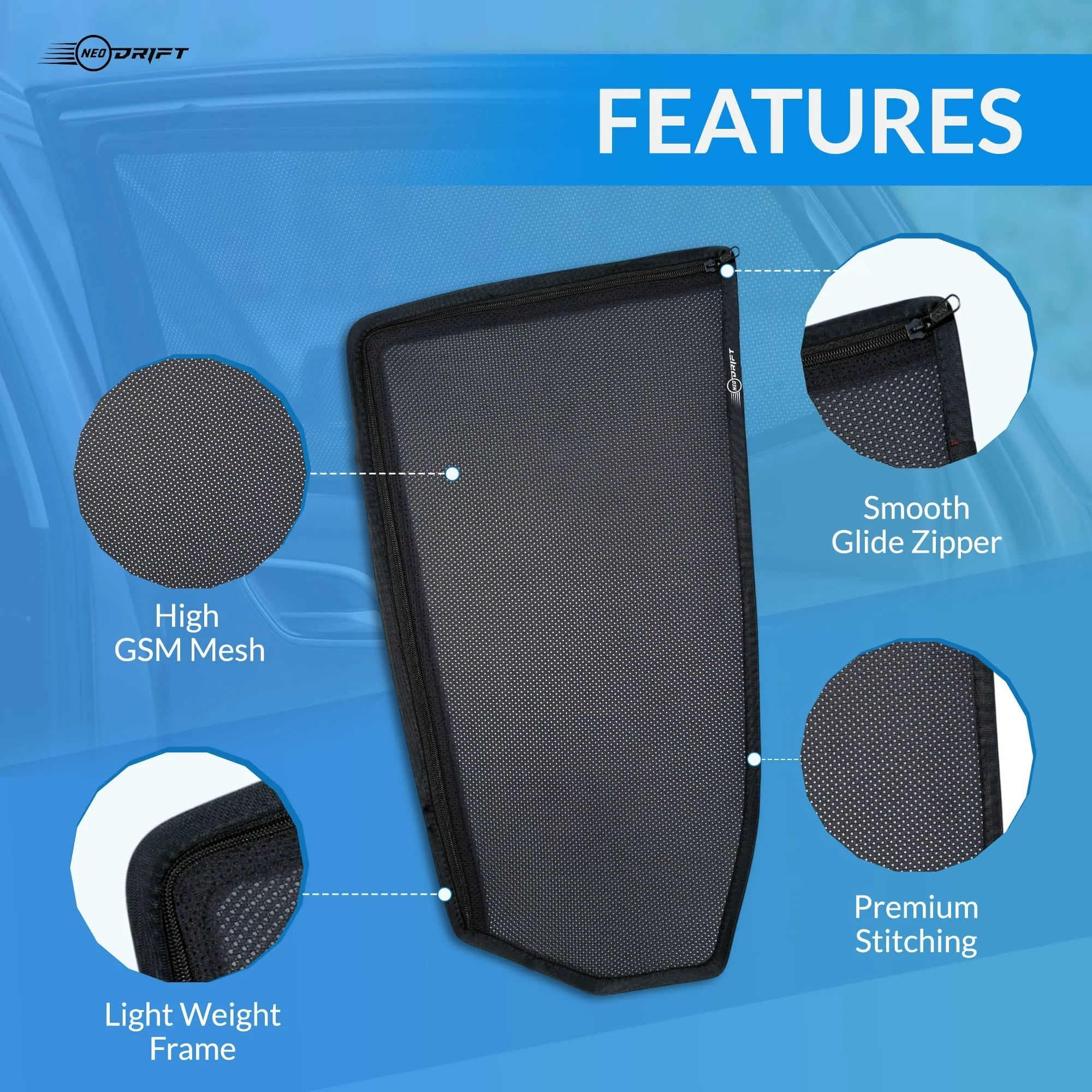 NEODRIFT 'NeoShade' Magnetic Car Sunshades for Hyundai Grand i10 Nios - Image 2