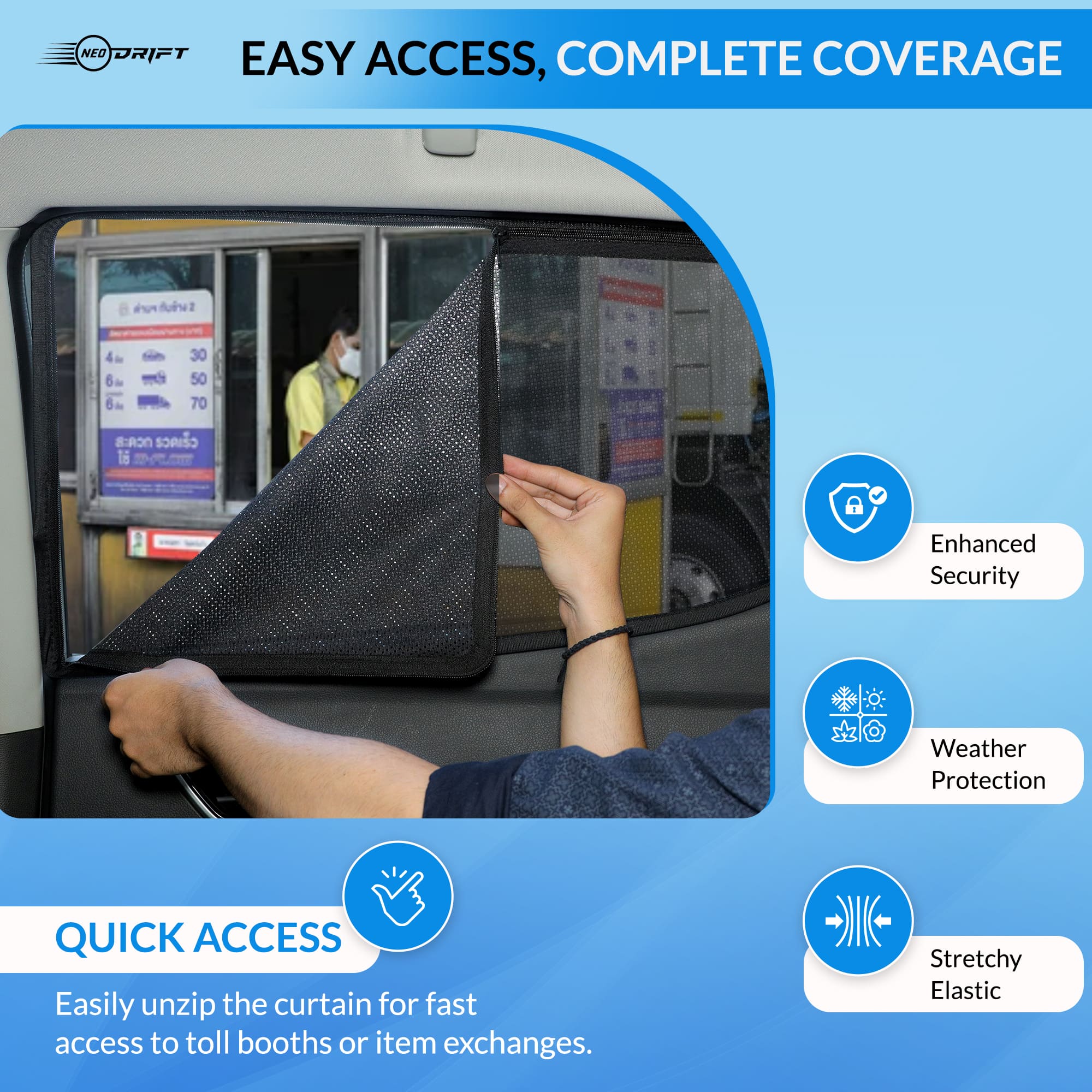 NEODRIFT 'NeoShade' Magnetic Car Sunshades for Mahindra XUV 700 - Image 5
