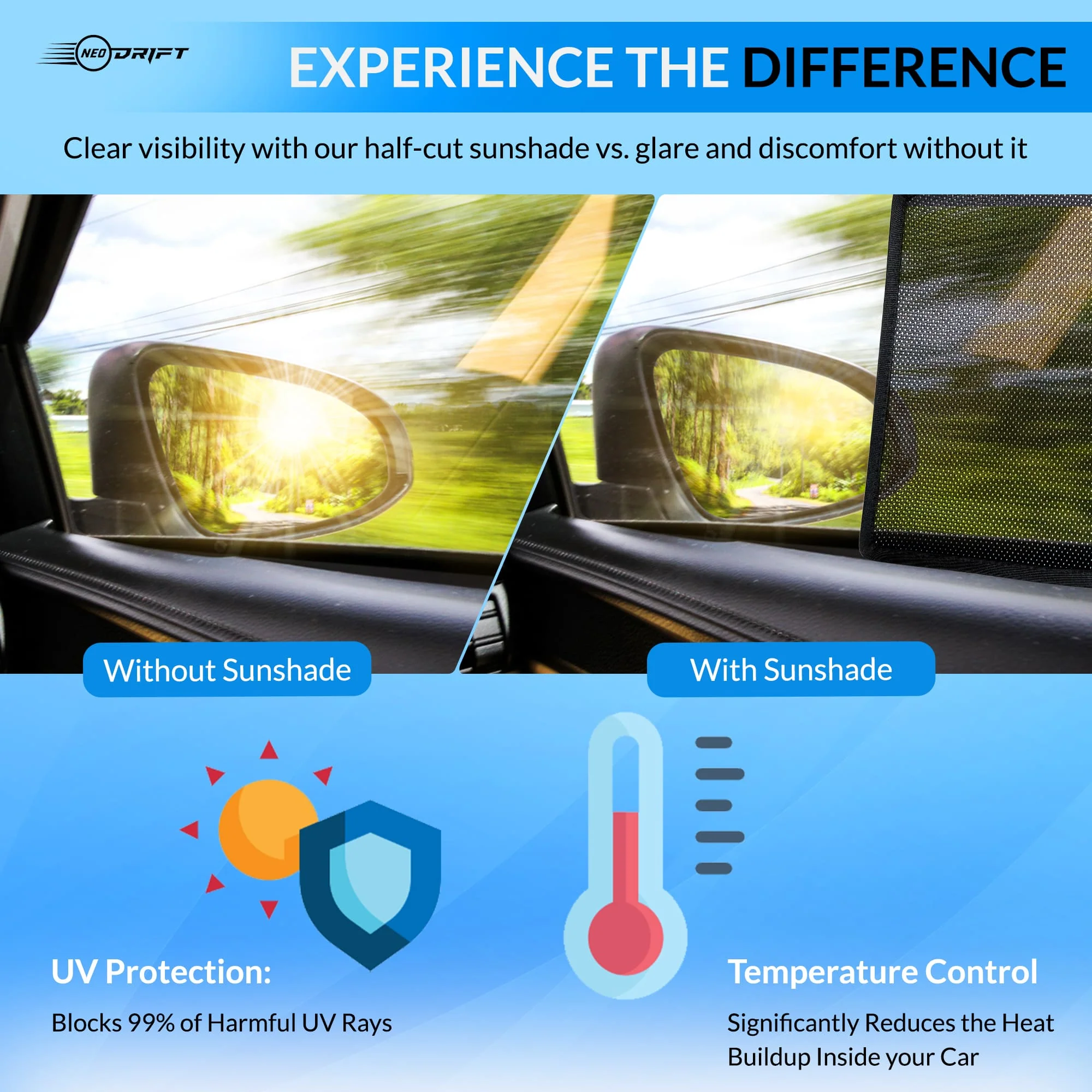 NEODRIFT 'NeoShade' Magnetic Car Sunshades for Maruti Suzuki Swift - Image 4