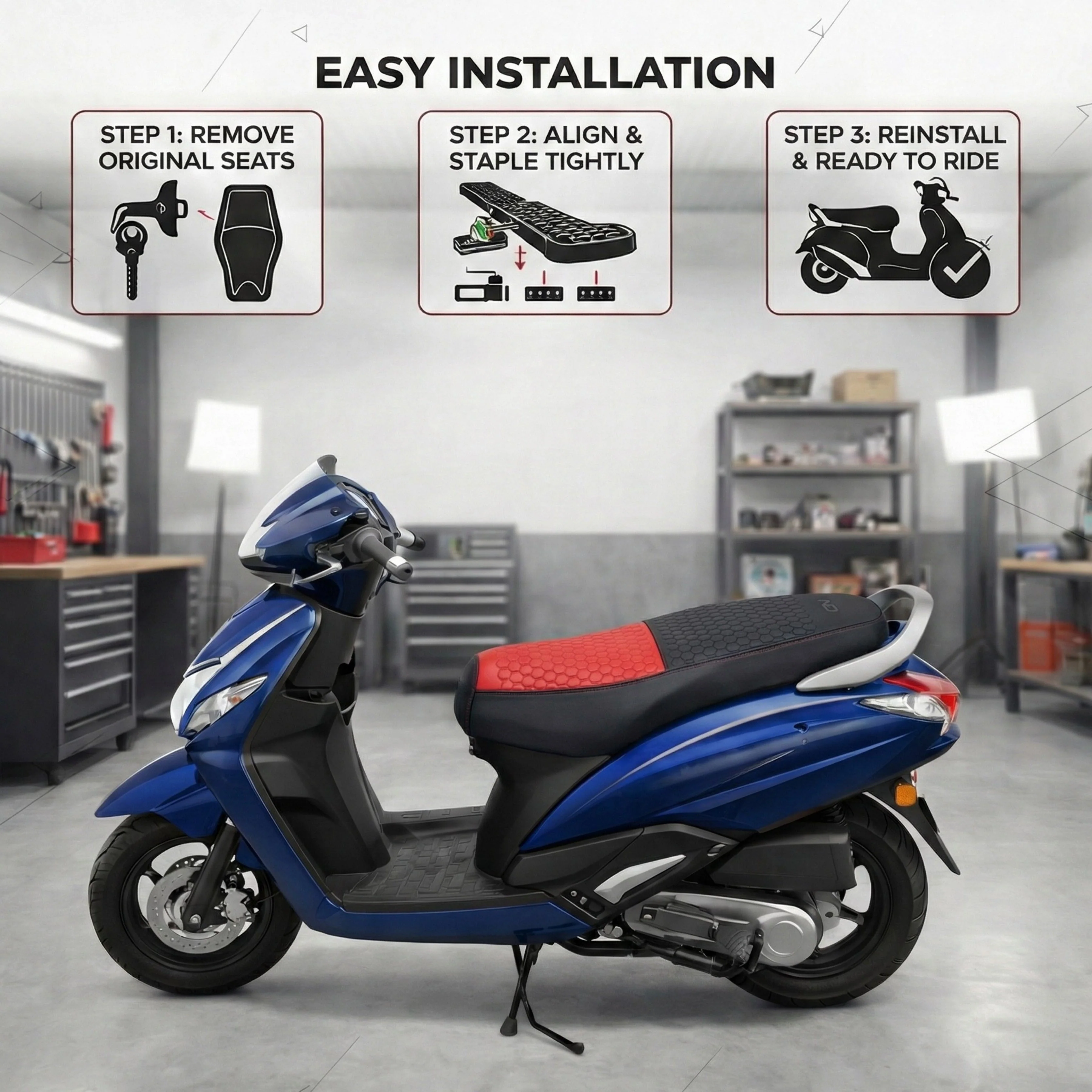 Neodrift Premium Scooty Seat Cover - Ather Rizta | Easy Fit | Nappa Art Leather - Image 6