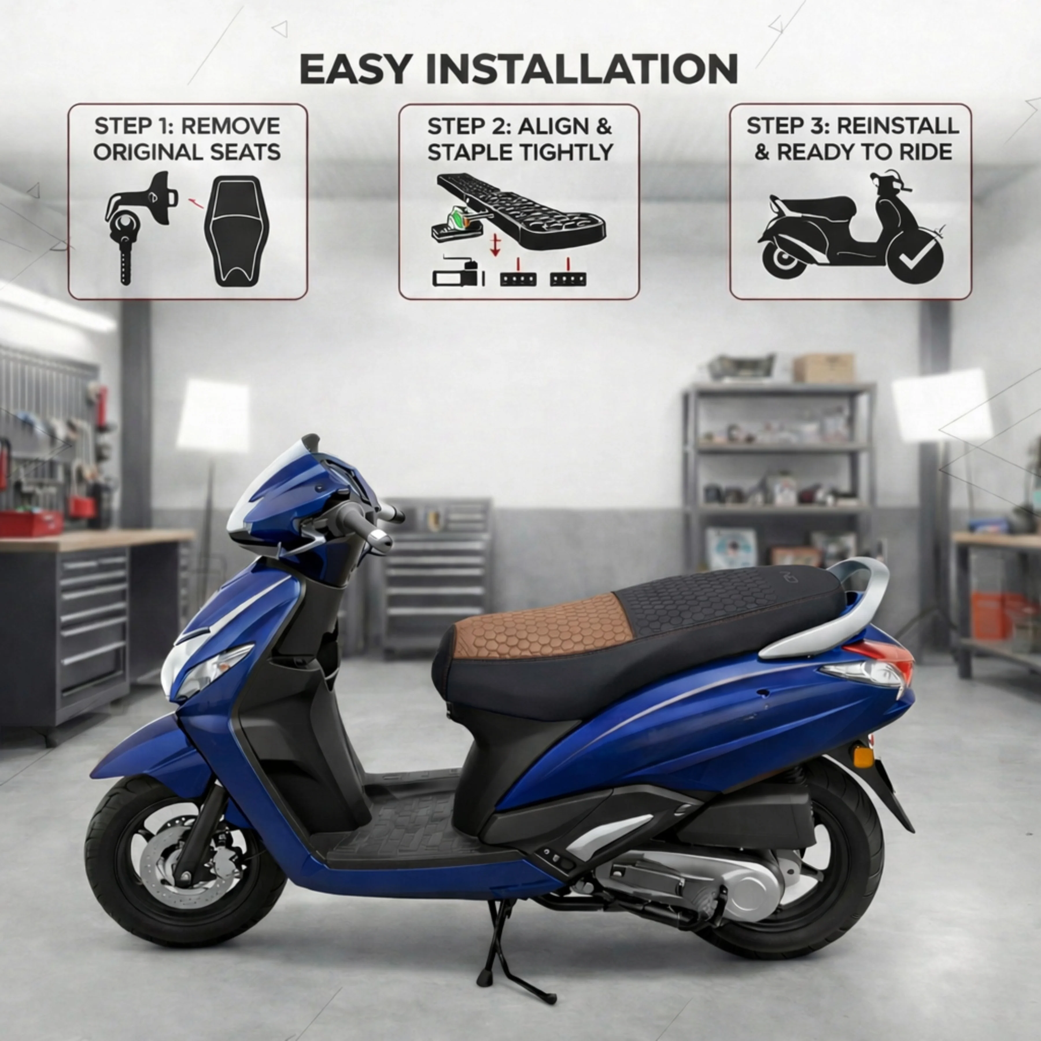 Neodrift Premium Scooty Seat Cover - Hero Pleasure Plus | Easy Fit | Nappa Art Leather - Image 20