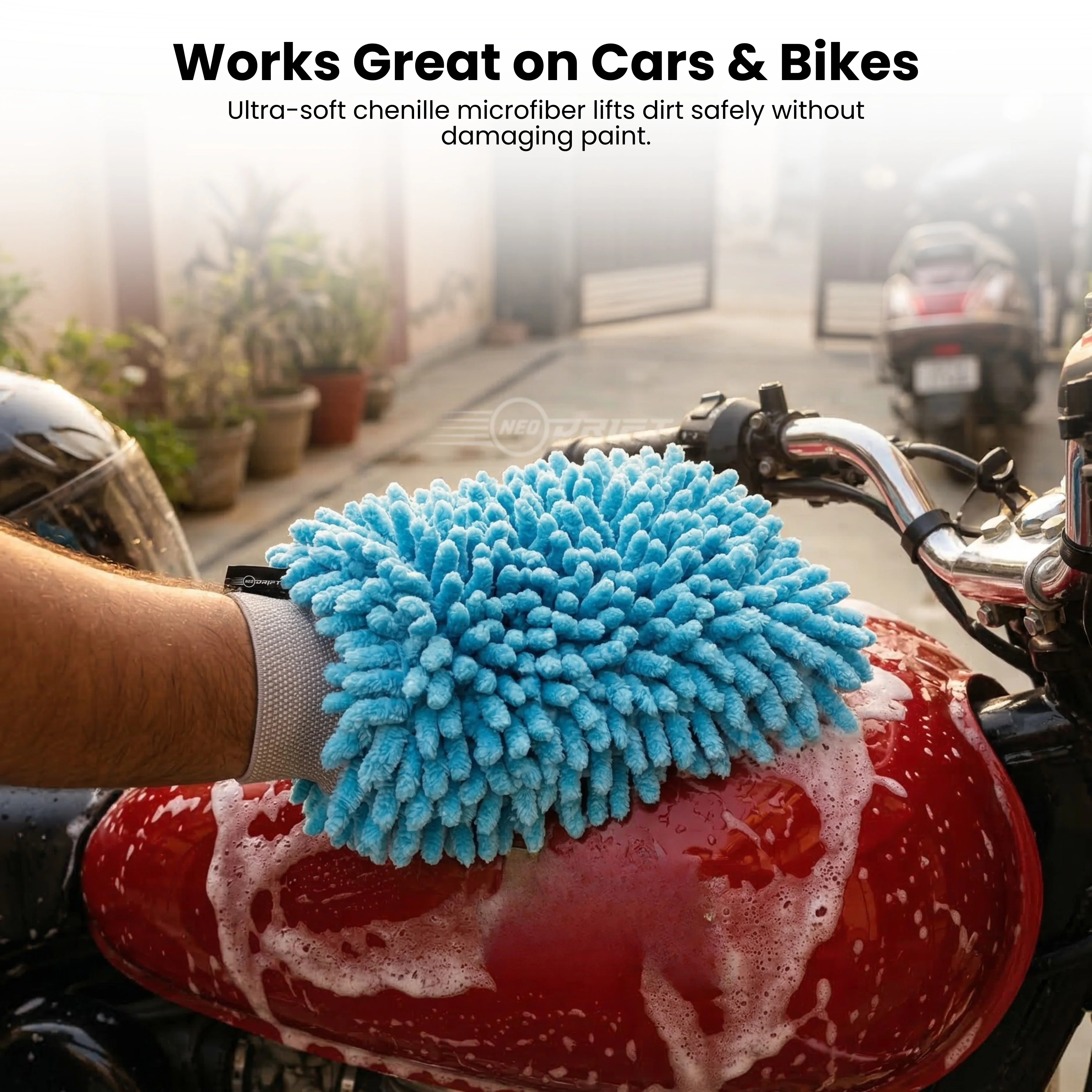 Neodrift 'Shine-Kit' Microfiber Car Wash Mitt & Cloth Combo | 1800 GSM Wash Mitt + 800 GSM Cloth 40x60 cm | Scratch-Free, Super Absorbent, Lint-Free Car Detailing Kit for Car, Bike - Image 13