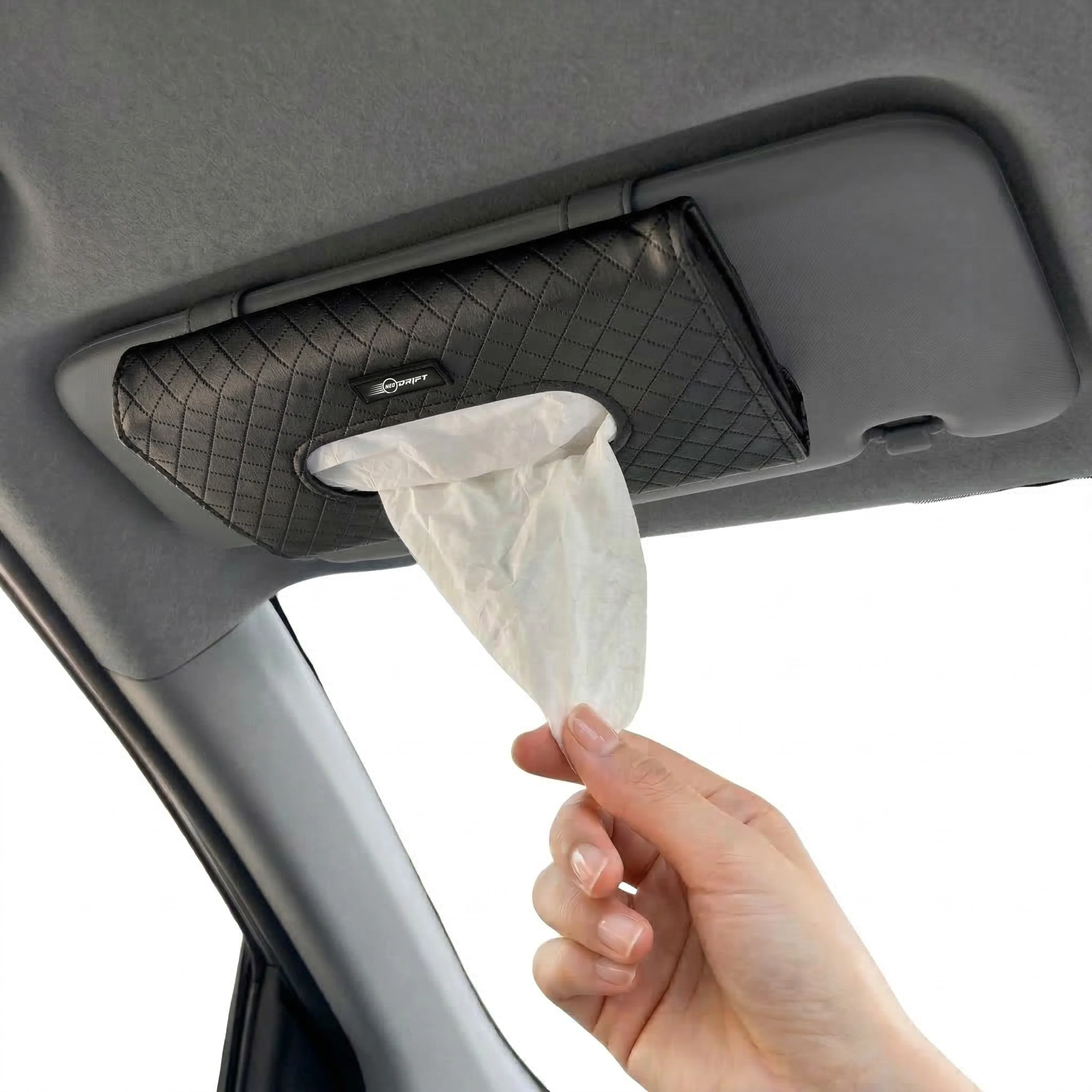 NEODRIFT 'TissueClip' Car Sun Visor Tissue Holder with 100 Pulls | Rectangular Tissue Dispenser | Car Tissue Box Holder | Easy Clip Sun Visor Napkin Holder - Image 10